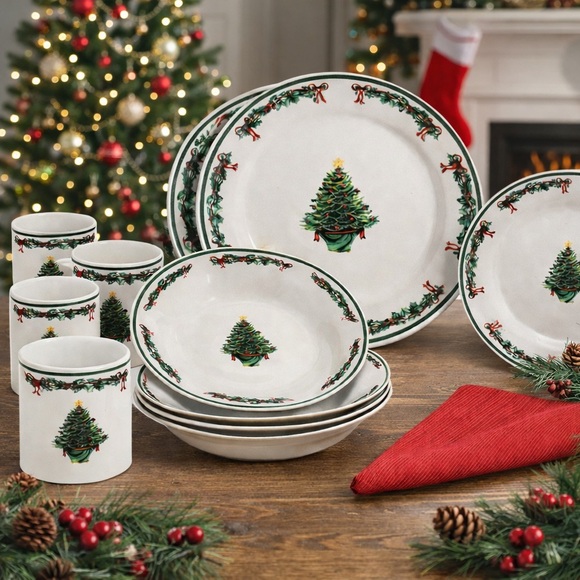 Other - 15-Pc. Christmas Tree Dinnerware Set